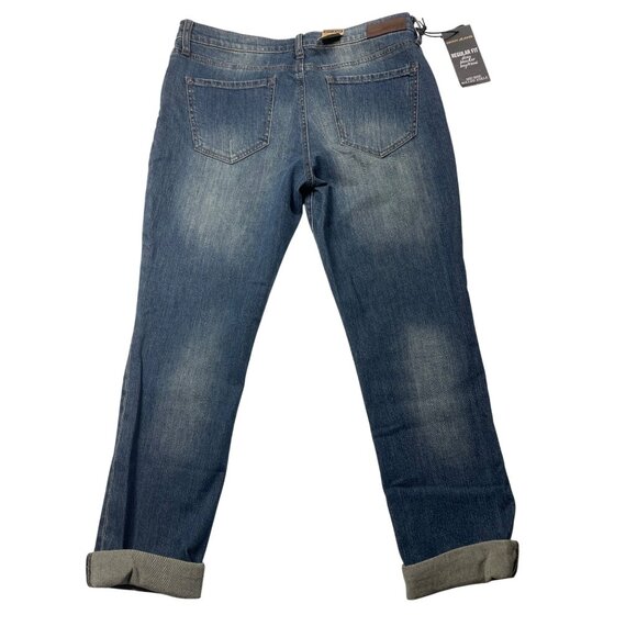 DKNY Jeans size 8 Regular Fit Mid Rise Rolled Ankle Cropped Boyfriend Denim Pant - Picture 6 of 8